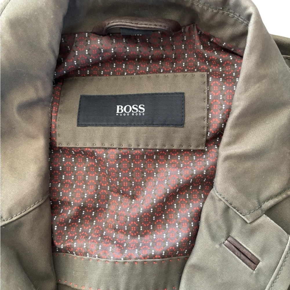 BOSS Men's Olive Green Military Jacket